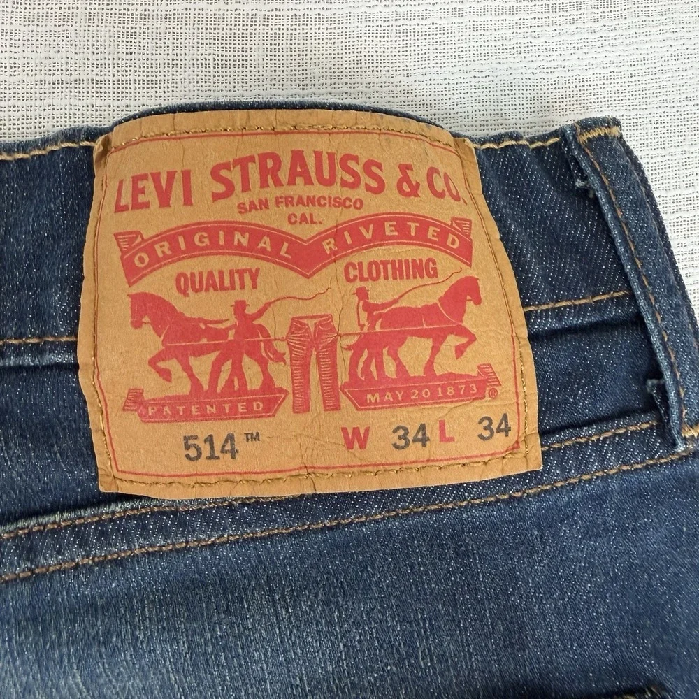 Levi's 514 Regular Straight Fit Men's Jeans Sz 34x34 Dark Wash Fade EUC